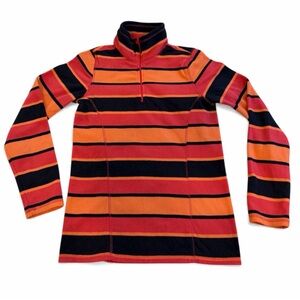 Old Navy Women’s M Vibrant Orange and Navy Blue Fleece Pullover 1/4 Zip